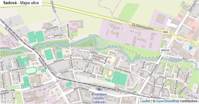 Sadová - mapa ulice