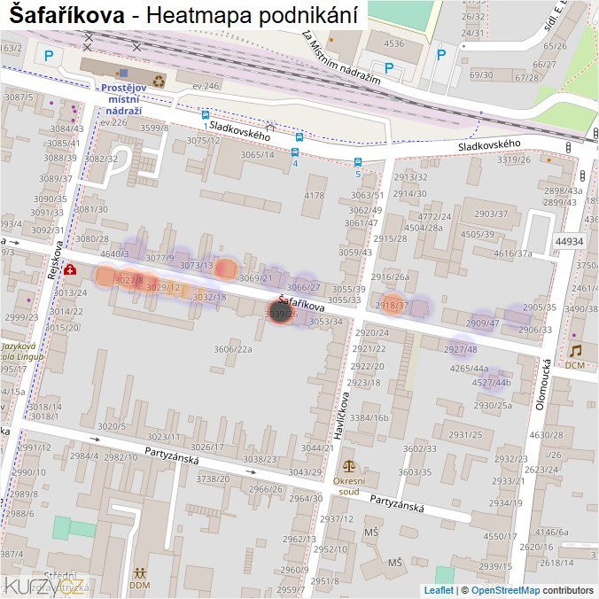 Mapa Šafaříkova - Firmy v ulici.