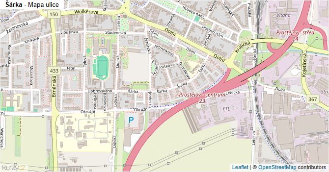 Šárka - mapa ulice
