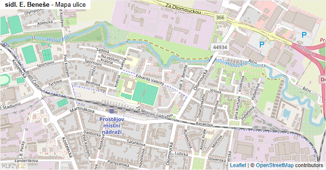 sídl. E. Beneše - mapa ulice