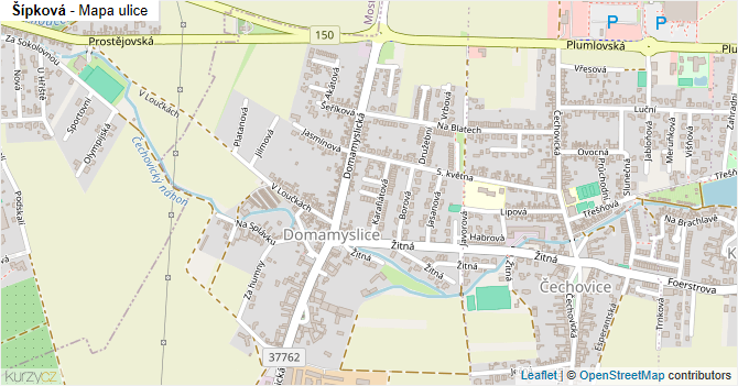 Šípková - mapa ulice
