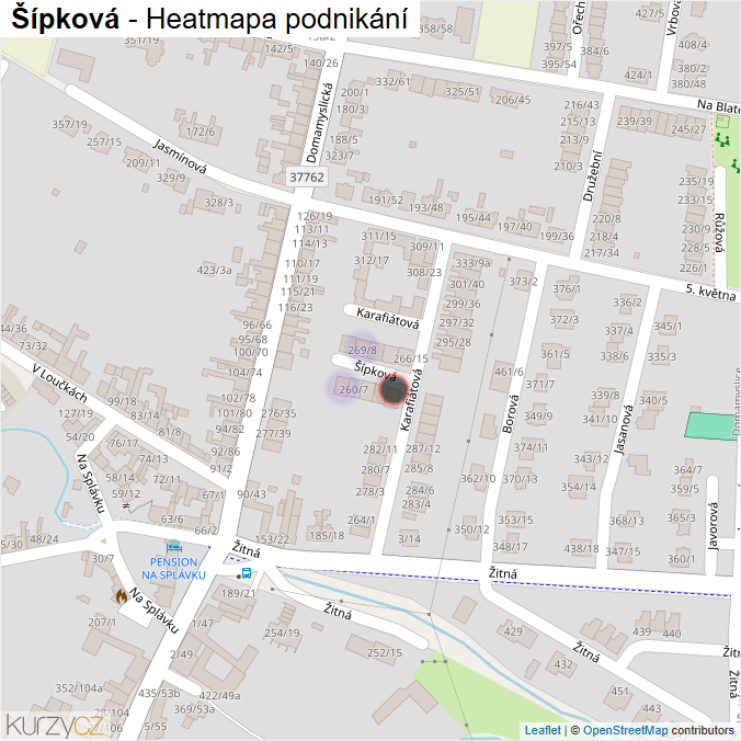 Mapa Šípková - Firmy v ulici.