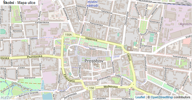Školní - mapa ulice