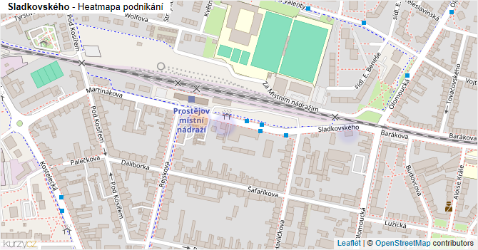 Sladkovského - mapa podnikání