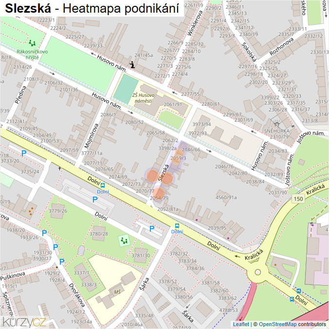 Mapa Slezská - Firmy v ulici.