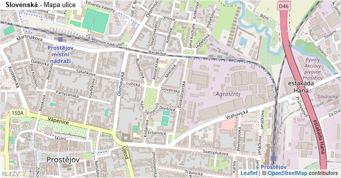 Slovenská - mapa ulice