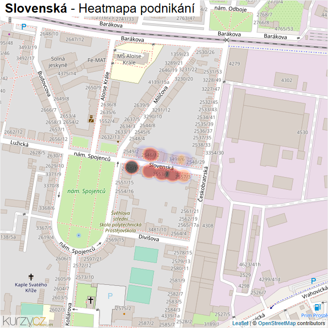 Mapa Slovenská - Firmy v ulici.