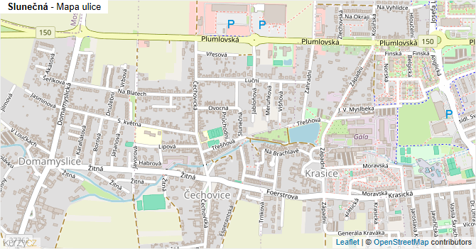 Slunečná - mapa ulice