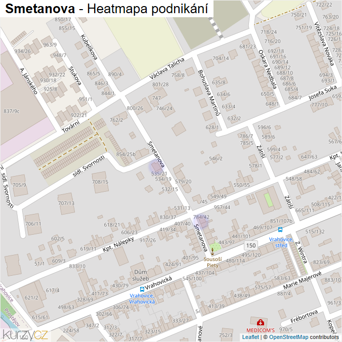 Mapa Smetanova - Firmy v ulici.
