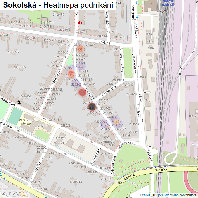 Mapa Sokolská - Firmy v ulici.