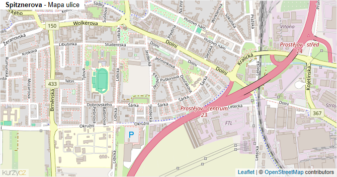 Spitznerova - mapa ulice