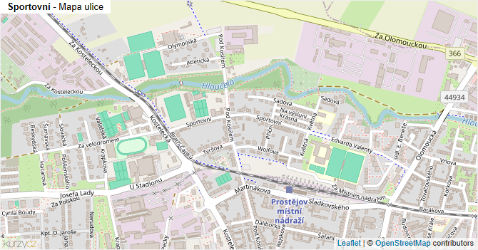 Sportovní - mapa ulice