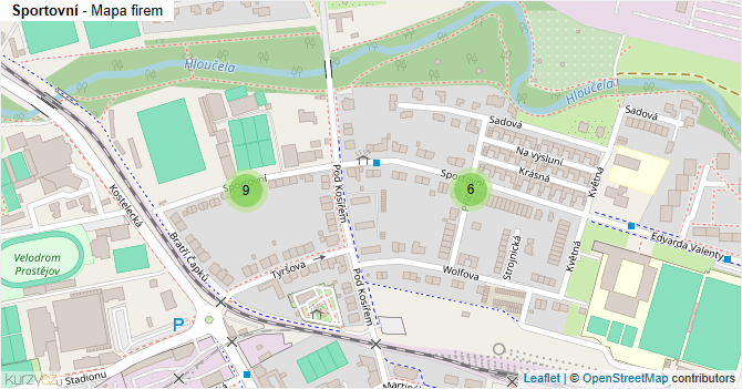 Sportovní - mapa firem