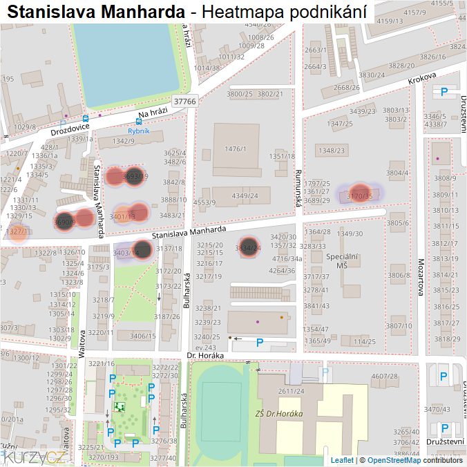 Mapa Stanislava Manharda - Firmy v ulici.