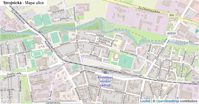 Strojnická - mapa ulice
