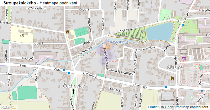 Stroupežnického - mapa podnikání