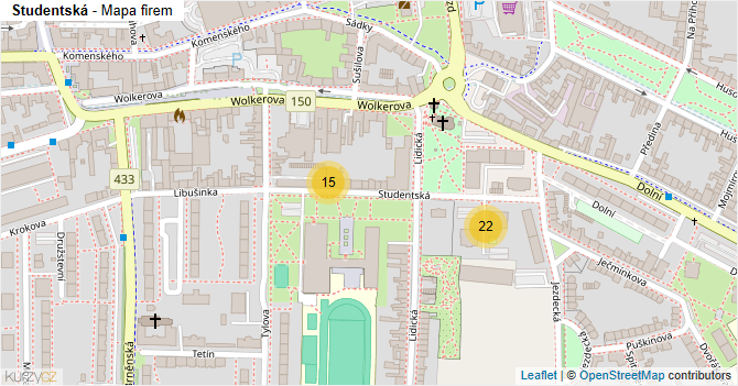 Studentská - mapa firem