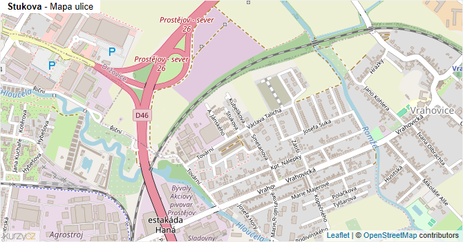Stukova - mapa ulice