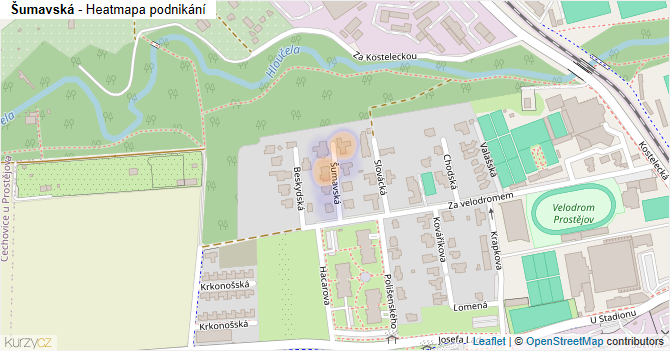 Šumavská - mapa podnikání