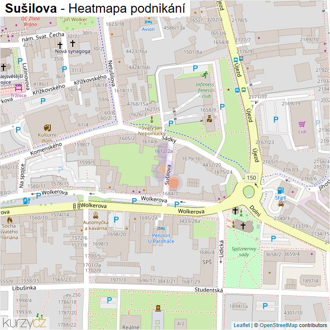 Mapa Sušilova - Firmy v ulici.