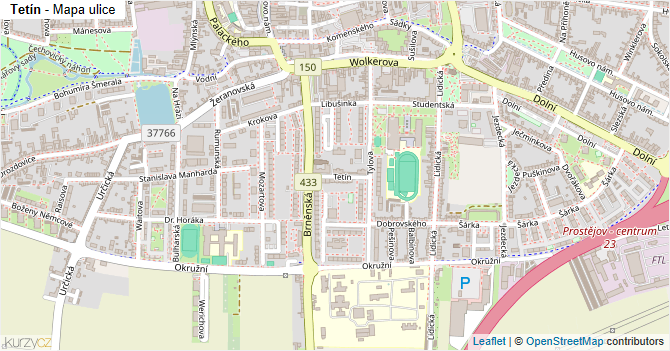 Tetín - mapa ulice