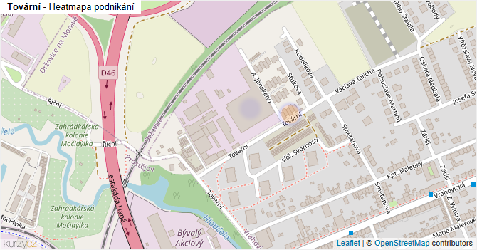 Tovární - mapa podnikání