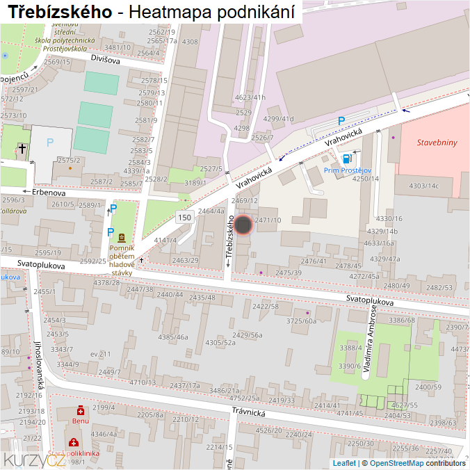 Mapa Třebízského - Firmy v ulici.