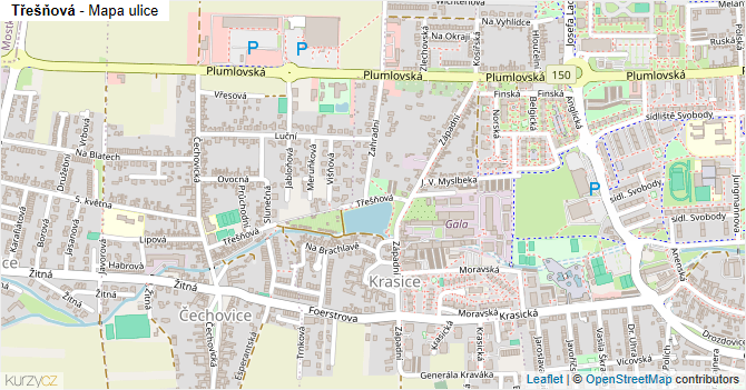 Třešňová - mapa ulice
