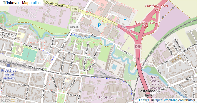Třískova - mapa ulice