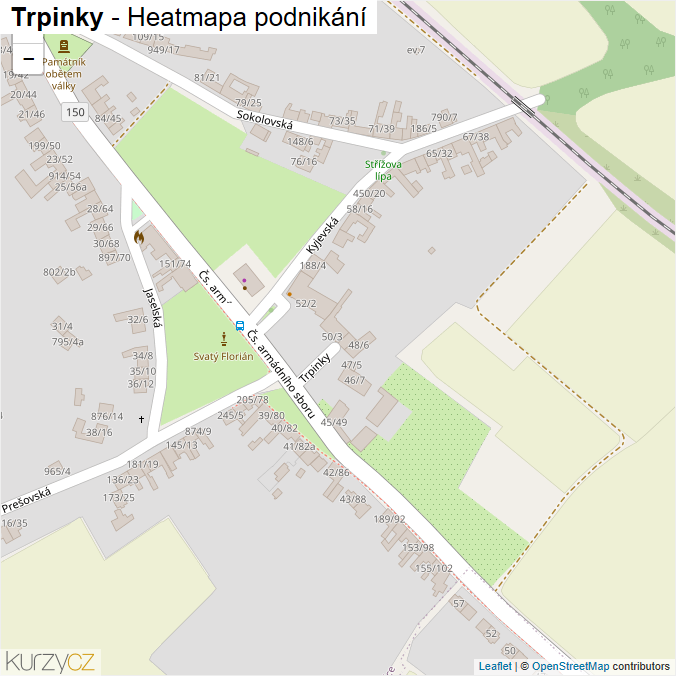 Mapa Trpinky - Firmy v ulici.