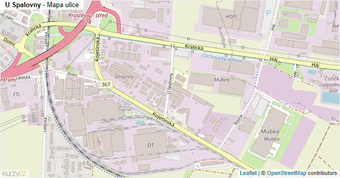 U Spalovny - mapa ulice