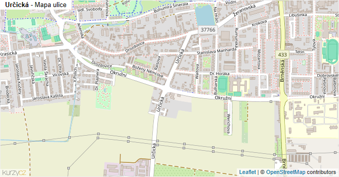Určická - mapa ulice