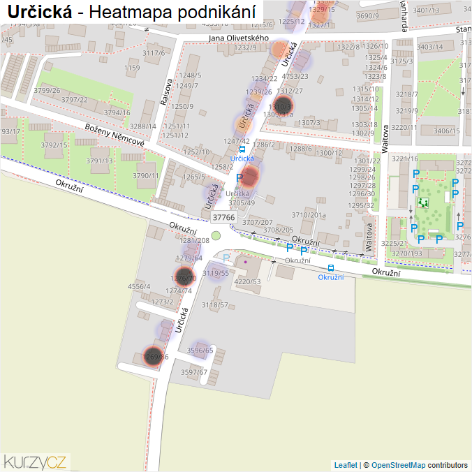 Mapa Určická - Firmy v ulici.