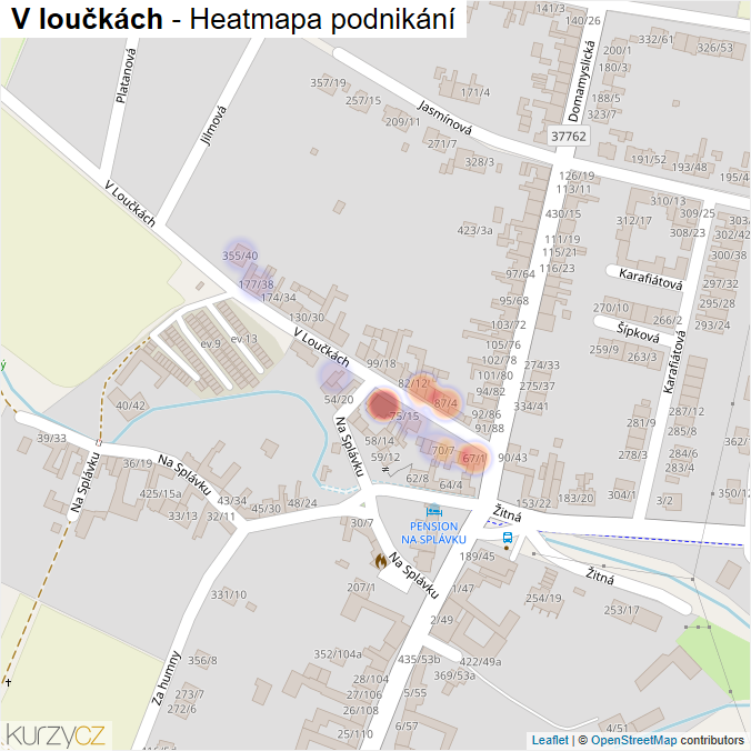 Mapa V loučkách - Firmy v ulici.