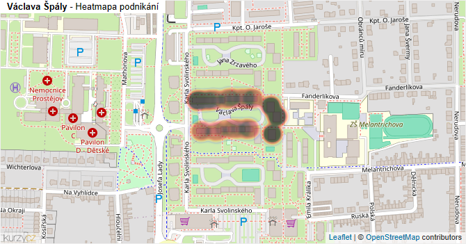 Václava Špály - mapa podnikání