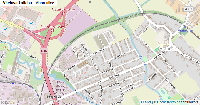 Václava Talicha - mapa ulice