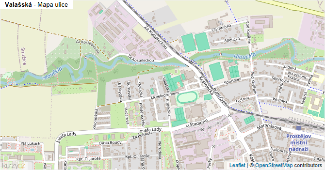 Valašská - mapa ulice