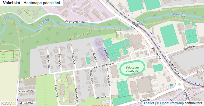 Valašská - mapa podnikání