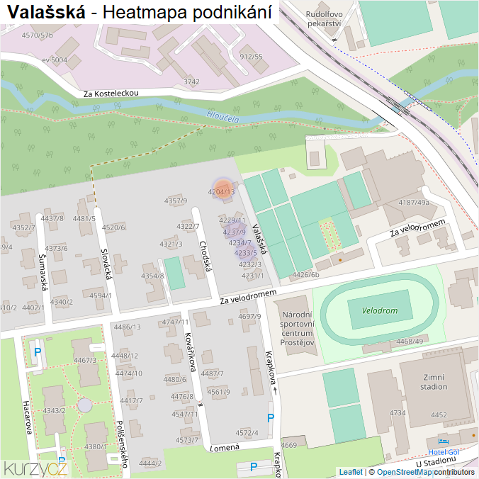 Mapa Valašská - Firmy v ulici.