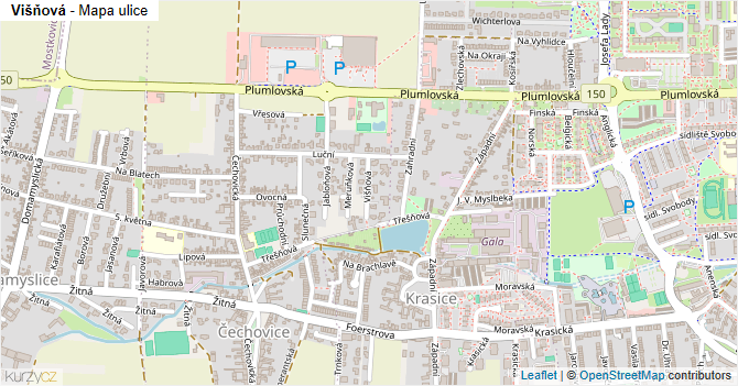 Višňová - mapa ulice