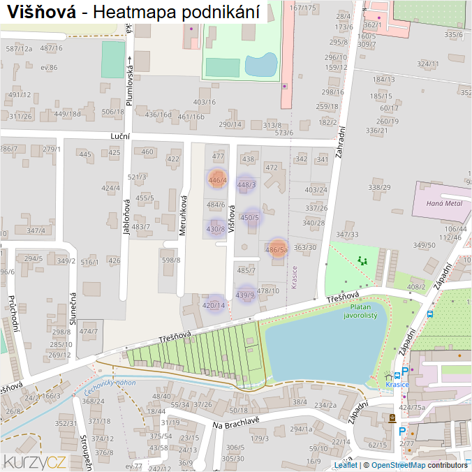 Mapa Višňová - Firmy v ulici.