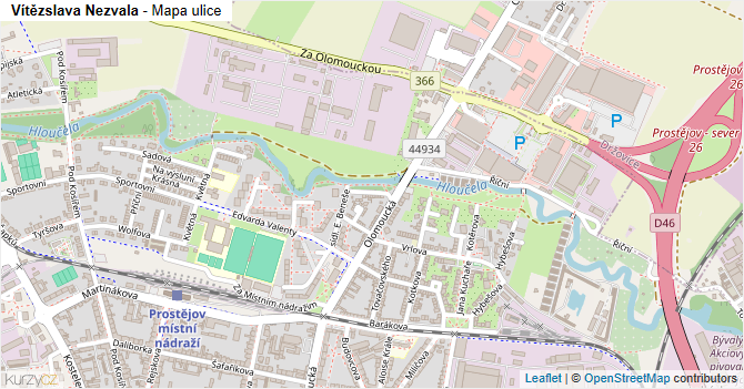 Vítězslava Nezvala - mapa ulice