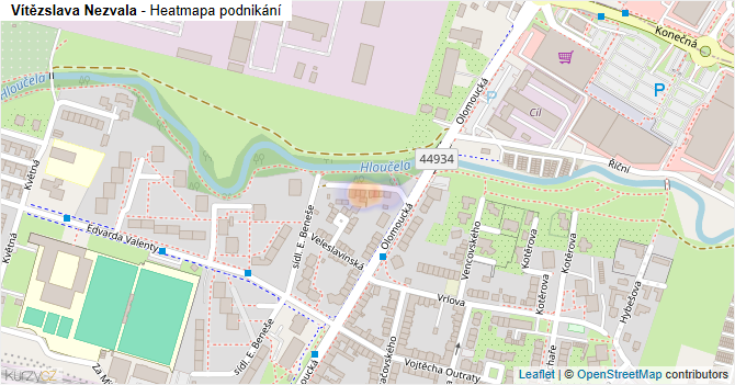 Vítězslava Nezvala - mapa podnikání