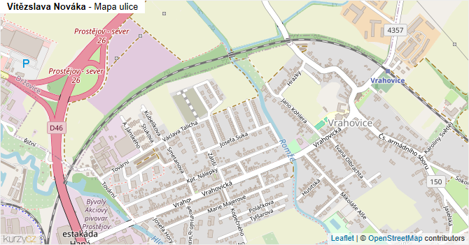 Vítězslava Nováka - mapa ulice