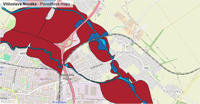 Vítězslava Nováka - záplavové mapy stoleté vody