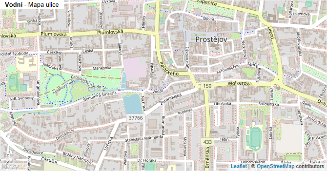 Vodní - mapa ulice