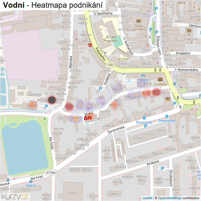 Mapa Vodní - Firmy v ulici.