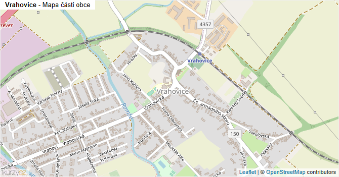 Vrahovice - mapa části obce