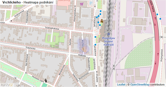 Vrchlického - mapa podnikání
