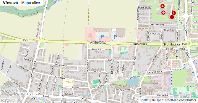Vřesová - mapa ulice